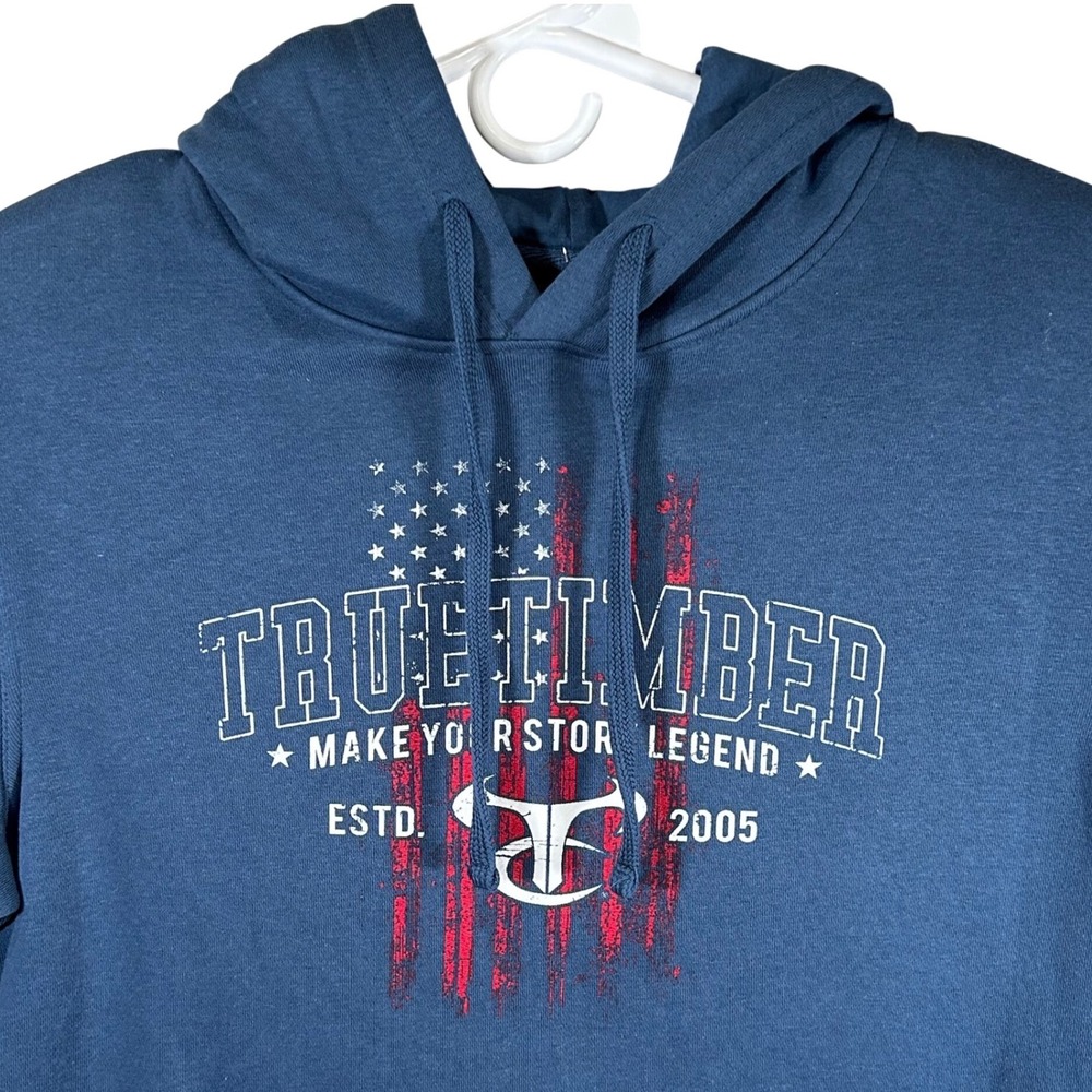 TrueTimber Mens Blue Patriotic Graphic Hoodie Sweatshirt Medium New
